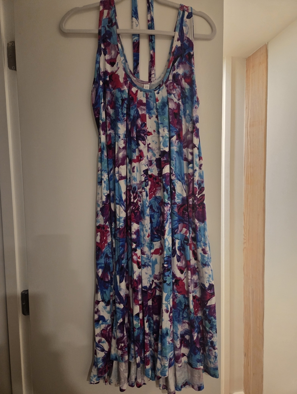 Latched Mama Floral Maxi Dress/Overalls in Blue, Purple & Pink